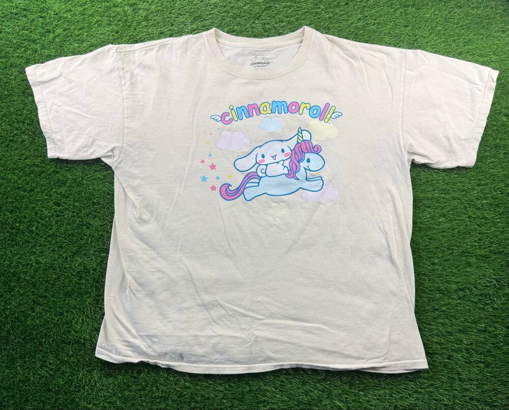 Sanrio Cinnamoroll Unicorn Graphic Tee T-Shirt Cream Beige Men Unisex 2XL